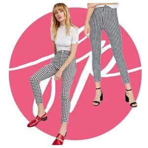 Free People Black White Gingham Skinny Pants